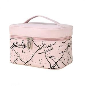 Růžový kosmetický kufřík s mramorovým vzorem