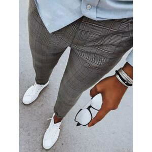 Kostkované pánské kalhoty světle šedé barvy