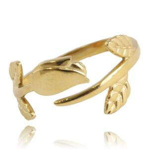 Nastavitelný zlatý prsten s listy