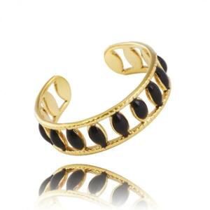 Dámský zlatý prsten s černými kamínky