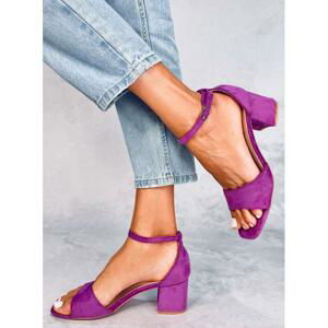 Dámské fialové sandály na nízkém podpatku