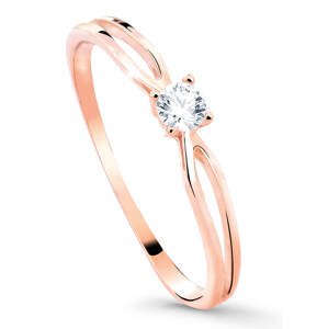 Cutie Jewellery Něžný třpytivý prsten z růžového zlata Z8027-10-X-4 54 mm