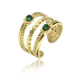Emily Westwood Výrazný pozlacený prsten s malachitem Gemma EWR23045G