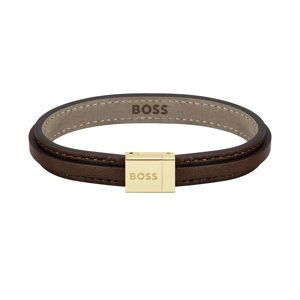 Hugo Boss Hnědý kožený náramek pro muže Grover 1580329 17,5 cm