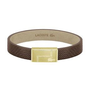 Lacoste Hnědý kožený náramek Monogram Leather 2040187 17,5 cm