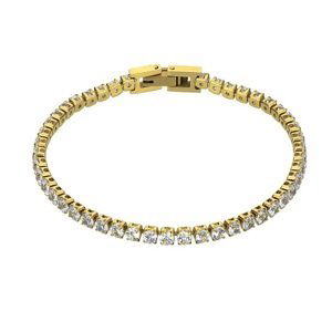 Marc Malone Tenisový pozlacený náramek Tessa White Bracelet MCB23057G