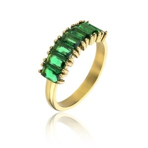 Marc Malone Blyštivý pozlacený prsten se zirkony Leila Green Ring MCR23062G 54 mm