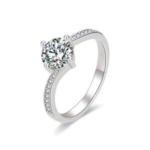 MOISS Třpytivý stříbrný prsten s čirými zirkony R000059 60 mm