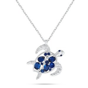 Brilio Silver Stříbrný náhrdelník Mořská želva s modrými zirkony NCL162WB