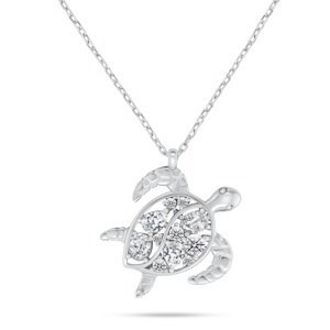 Brilio Silver Stříbrný náhrdelník Mořská želva s čirými zirkony NCL162W