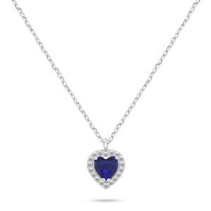Brilio Silver Stříbrný náhrdelník Srdce s modrým zirkonem NCL158WB