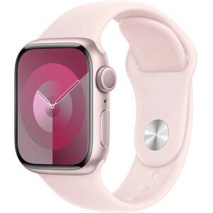 Apple Apple Watch Series 9 41mm Růžový hliník se světle růžovým sportovním řemínkem S/M
