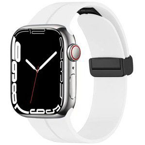 4wrist Silikonový řemínek s magnetickou sponou pro Apple Watch 42/44/45/49 mm - White