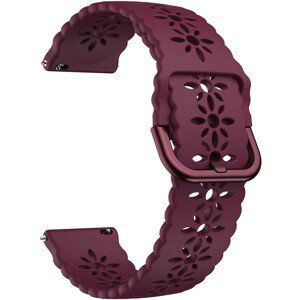 4wrist Silikonový řemínek s květinovým vzorem 20 mm - Wine Red