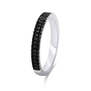 Brilio Silver Třpytivý stříbrný prsten s černými zirkony RI058W 52 mm