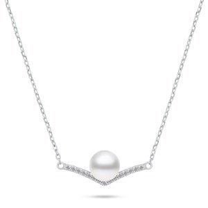 Brilio Silver Elegantní stříbrný náhrdelník s perlou a zirkony NCL131W