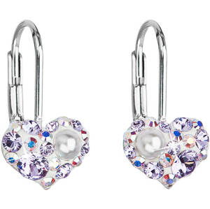 Evolution Group Srdíčkové náušnice s krystaly Swarovski 31125.9 violet