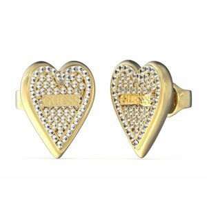 Guess Třpytivé pozlacené náušnice Love Me Tender JUBE03245JWYGT/U