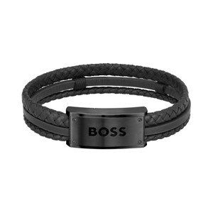 Hugo Boss Stylový černý kožený náramek 1580425