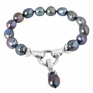 JwL Luxury Pearls Náramek z pravých kovově modrých perel JL0562