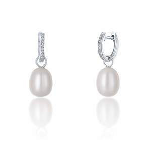JwL Luxury Pearls Stříbrné kruhové náušnice á la vévodkyně Kate s pravou perlou a zirkony 3v1 JL0685