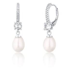 JwL Luxury Pearls Půvabné stříbrné náušnice s pravými perlami a zirkony JL0739