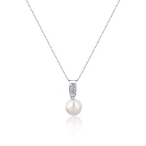 JwL Luxury Pearls Elegantní náhrdelník s pravou perlou a zirkony JL0748 (řetízek, přívěsek)