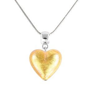 Lampglas Zářivý náhrdelník Golden Heart s 24karátovým zlatem v perle Lampglas NLH24