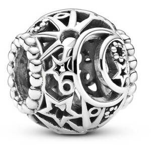 Pandora Stříbrný korálek Slunce, hvězdy a měsíc Openwork 799183C00