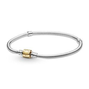 Pandora Elegantní stříbrný náramek se zlatou sponou 599347C00 16 cm