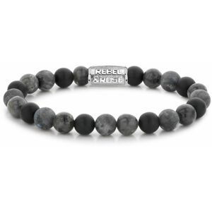 Rebel&Rose Korálkový náramek Grey Rocks RR-80069-S 16,5 cm - S