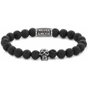 Rebel&Rose Korálkový náramek Skull Black Moon RR-SK001-S 17,5 cm - M