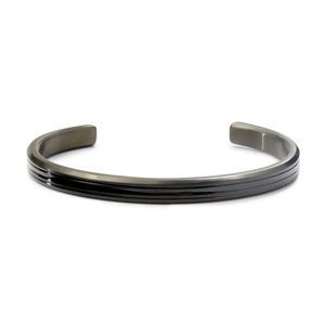 Rebel&Rose Pevný otevřený náramek z oceli Bangle Black Lines RR-MB005-B 19 cm - L