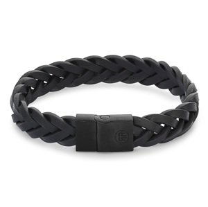 Rebel&Rose Černý kožený náramek Braided Black Black RR-M0026-B 15 cm - XS