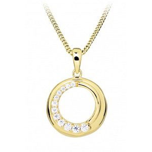 Silver Cat Překrásný pozlacený náhrdelník s kubickými zirkony SC492 (řetízek, přívěsek)