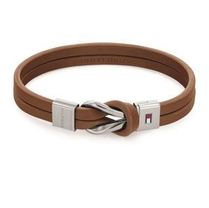 Tommy Hilfiger Moderní náramek z hnědé kůže Braided Knot 2790441