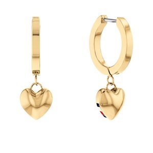 Tommy Hilfiger Moderní pozlacené náušnice kruhy s přívěsky Hanging Heart 2780665