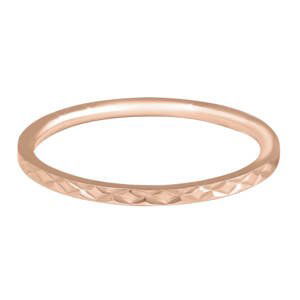 Troli Pozlacený minimalistický prsten z oceli s jemným vzorem Rose Gold 49 mm