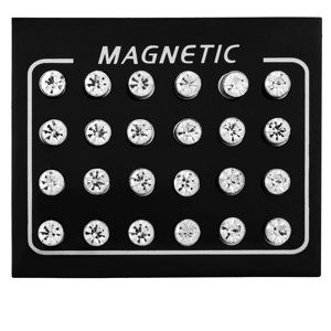 Troli Moderní sada magnetických náušnic s čirými krystaly (pecky, mini brož)