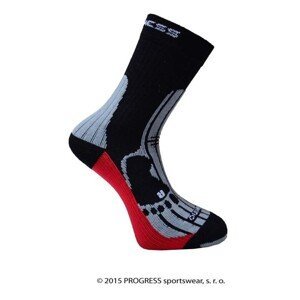 MERINO turistické ponožky černá/šedá/červená, 9-12