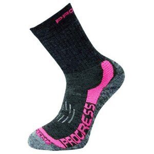 X-TREME zimní turistické ponožky s Merinem tm.šedá/růžová, 39-42