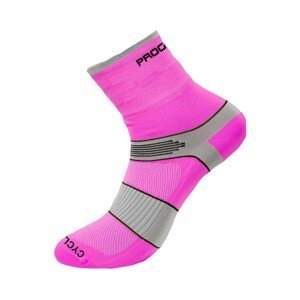 Cyklistické ponožky CYCLING HIGH SOX neon růžová/šedá, 43-47