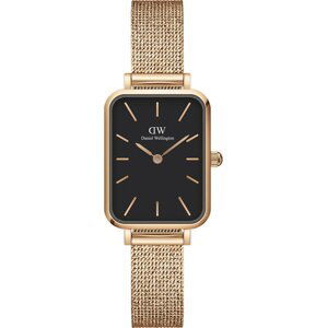 Daniel Wellington Analogové hodinky 'Quadro Pressed Melrose RG Black'  růžově zlatá / černá