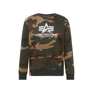 ALPHA INDUSTRIES Mikina  béžová / hnědá / olivová / bílá