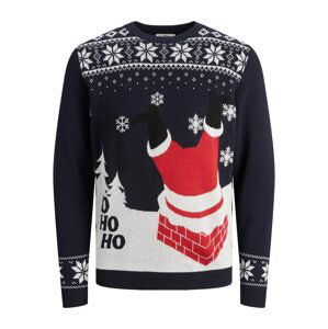 JACK & JONES Svetr 'X-Mas'  námořnická modř / červená / bílá