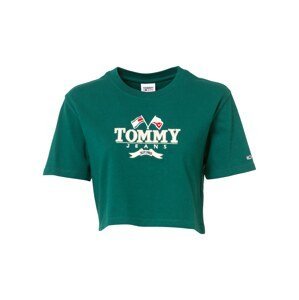 Tommy Jeans Tričko  béžová / tmavě zelená / červená / bílá