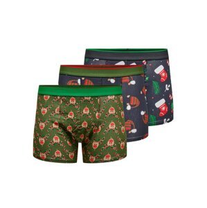 Only & Sons Boxerky 'X-MAS'  námořnická modř / trávově zelená / červená / bílá