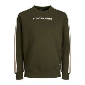 JACK & JONES Mikina 'Logan'  olivová / bílá