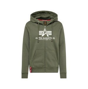 ALPHA INDUSTRIES Mikina  tmavě zelená / bílá