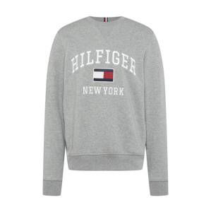 TOMMY HILFIGER Mikina  námořnická modř / šedý melír / červená / bílá